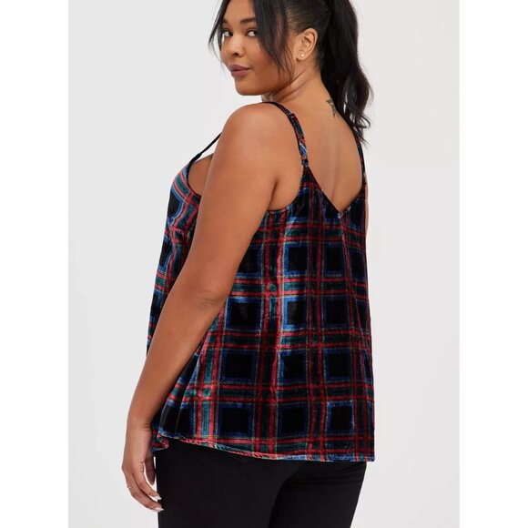 Torrid Womens Sophie Multi Plaid Velvet Swing Cami Tank Top Size 1 = US 1X - Picture 2 of 8